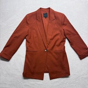 Alex Marie Rust Orange Blazer Jacket Single Button Cuffed Sleeve Women's Size 6